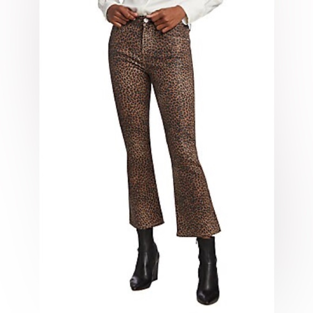 Frame Denim Leopard Crop Mini Boot Cut Jeans